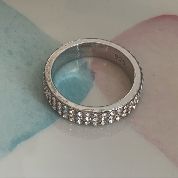 NEW 925 Sterling Silver 3 Row Eternity Cocktail Ring Simulated Stones - Picture 9 of 12
